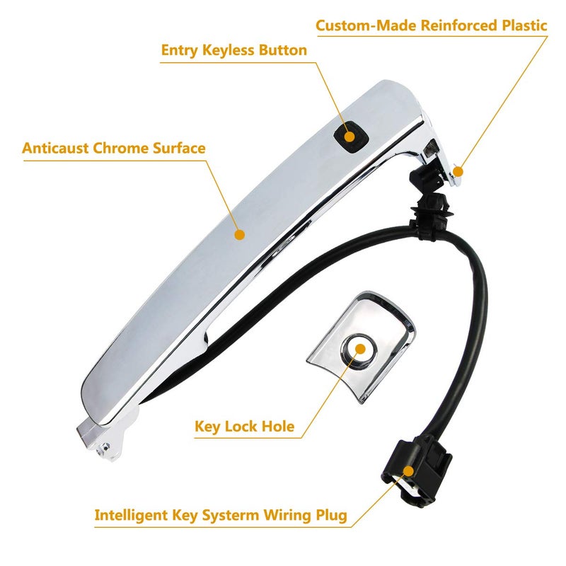 TIKSCIENCE 80645-CA000 Exterior Chrome Door Handle Front Left Driver Side with Keyhole 80640-CZ31B Fit for Nissan Rogue 2010-2013, Smart Entry Keyless Handle - Image 2